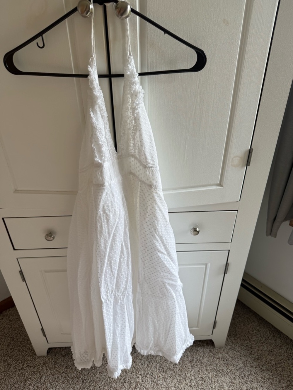 J. Crew White Cotton Eyelet Dress with Halter Neck